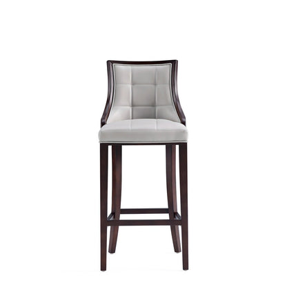 Manhattan Comfort - Fifth Avenue Faux Leather Barstool with Beech Wood Legs in Light Grey - BS007-LG veiw 2