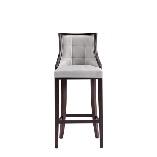 Manhattan Comfort - Fifth Avenue Faux Leather Barstool with Beech Wood Legs in Light Grey - BS007-LG veiw 2