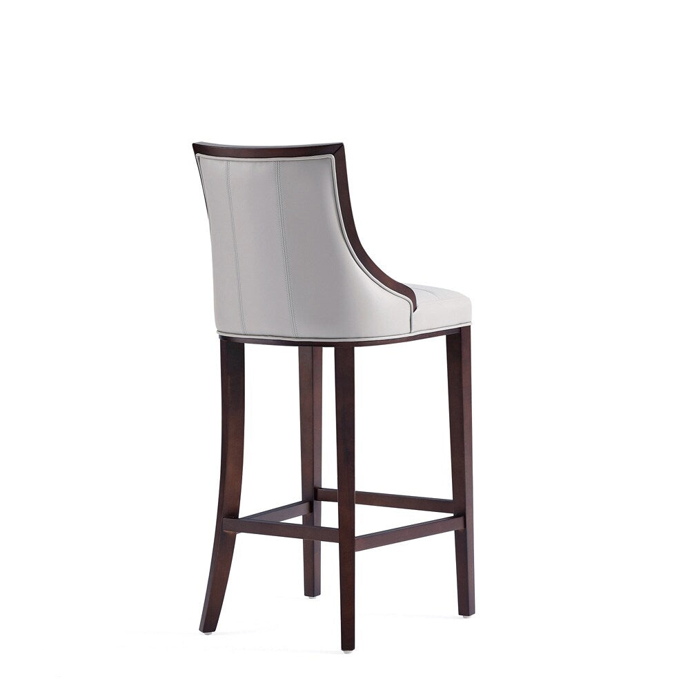 Manhattan Comfort - Fifth Avenue Faux Leather Barstool with Beech Wood Legs in Light Grey - BS007-LG veiw 3