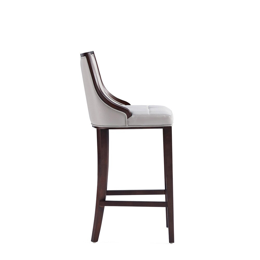 Manhattan Comfort - Fifth Avenue Faux Leather Barstool with Beech Wood Legs in Light Grey - BS007-LG veiw 4