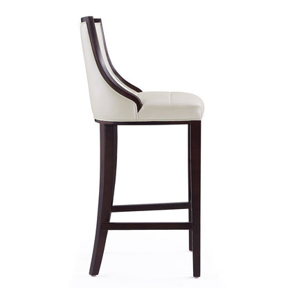 Manhattan Comfort - Fifth Avenue Faux Leather Barstool with Beech Wood Legs in Pearl White and Walnut - BS007-PW veiw 4