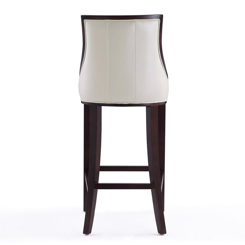 Manhattan Comfort - Fifth Avenue Faux Leather Barstool with Beech Wood Legs in Pearl White and Walnut - BS007-PW veiw 5
