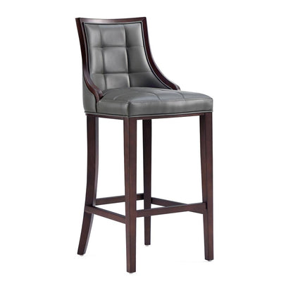 Manhattan Comfort - Fifth Avenue Faux Leather Barstool with Beech Wood Legs in Pebble Grey - BS007-PE veiw 1