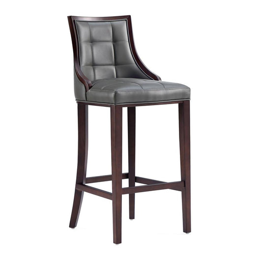 Manhattan Comfort - Fifth Avenue Faux Leather Barstool with Beech Wood Legs in Pebble Grey - BS007-PE veiw 1
