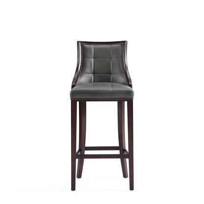 Manhattan Comfort - Fifth Avenue Faux Leather Barstool with Beech Wood Legs in Pebble Grey - BS007-PE veiw 2