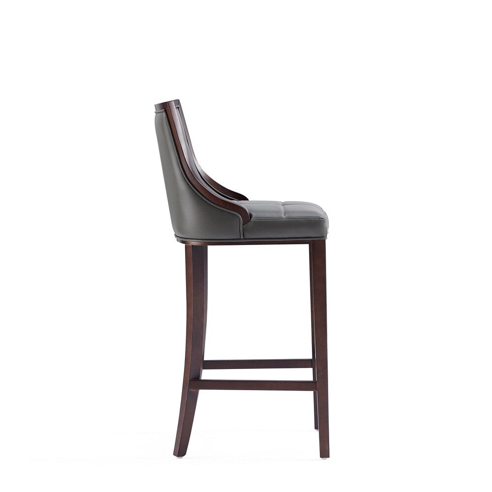 Manhattan Comfort - Fifth Avenue Faux Leather Barstool with Beech Wood Legs in Pebble Grey - BS007-PE veiw 4