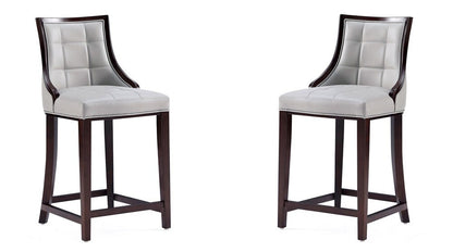 Manhattan Comfort - Fifth Avenue Faux Leather Counter Stool with Beech Wood Legs in Light Grey - Set of 2 - 2-CS012-LG veiw 1