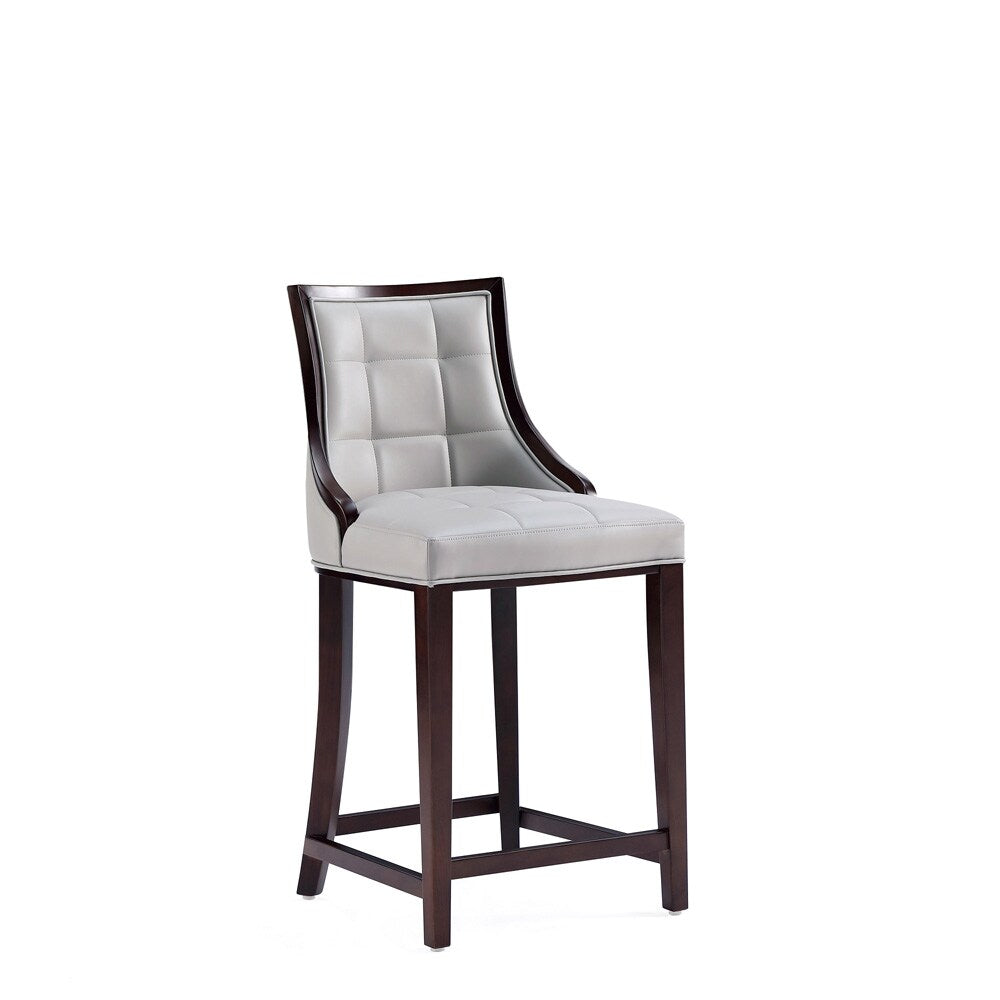 Manhattan Comfort - Fifth Avenue Faux Leather Counter Stool with Beech Wood Legs in Light Grey - Set of 2 - 2-CS012-LG veiw 3