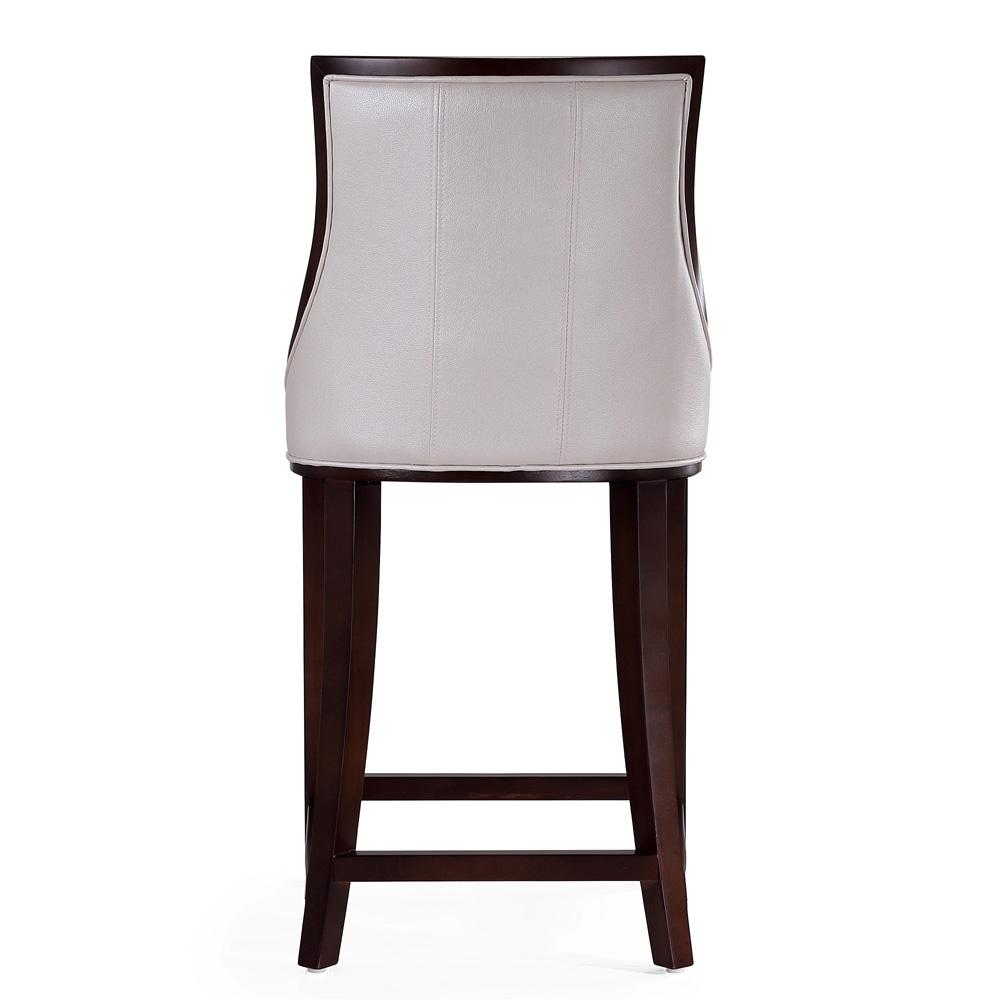 Manhattan Comfort - Fifth Avenue Faux Leather Counter Stool with Beech Wood Legs in Pearl White and Walnut - Set of 2 - 2-CS012-PW veiw 6