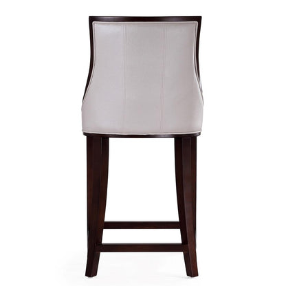 Manhattan Comfort - Fifth Avenue Faux Leather Counter Stool with Beech Wood Legs in Pearl White and Walnut - Set of 2 - 2-CS012-PW veiw 6