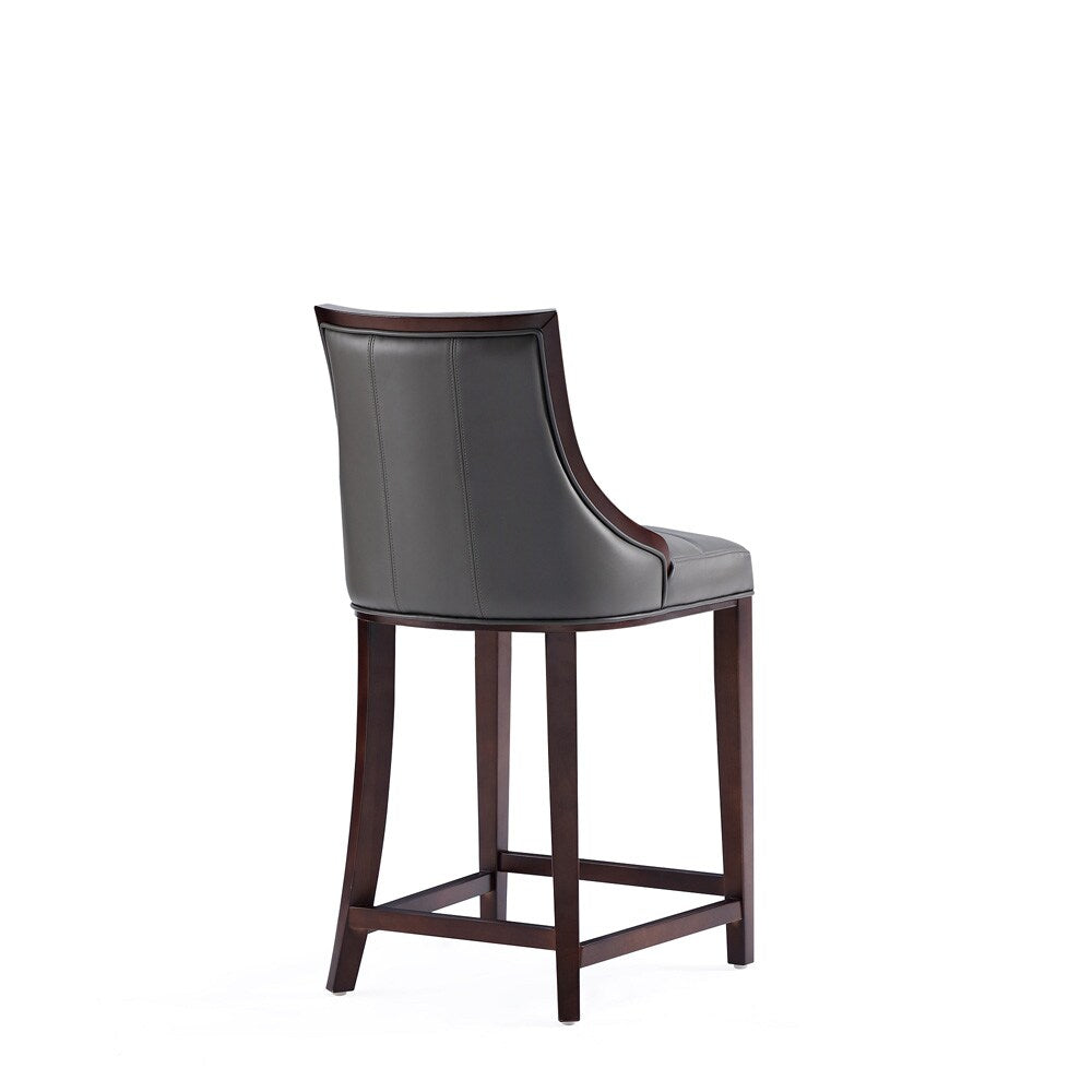 Manhattan Comfort - Fifth Avenue Faux Leather Counter Stool with Beech Wood Legs in Pebble Grey - Set of 2 - 2-CS012-PE veiw 4