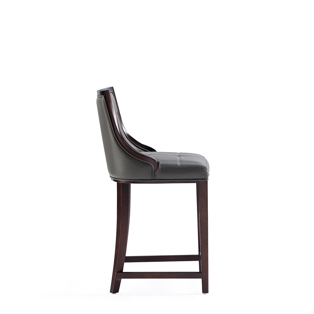 Manhattan Comfort - Fifth Avenue Faux Leather Counter Stool with Beech Wood Legs in Pebble Grey - Set of 2 - 2-CS012-PE veiw 5