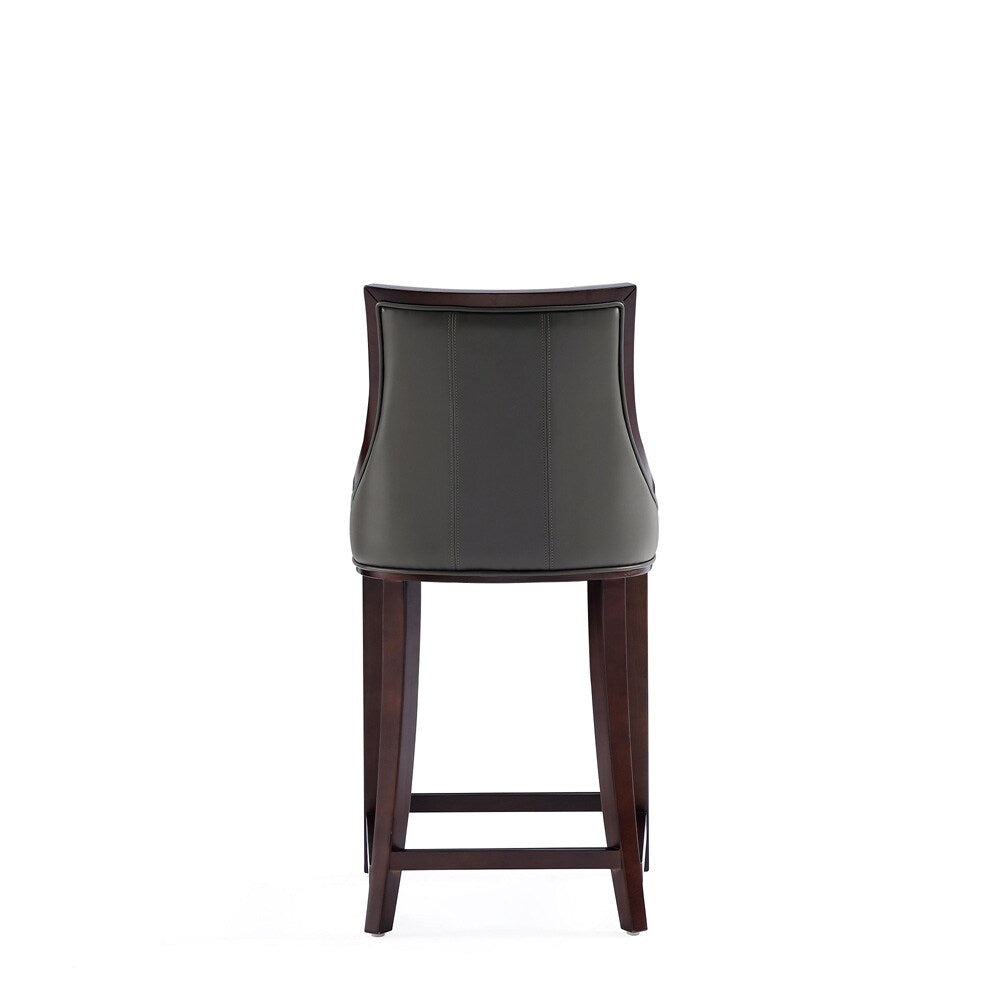 Manhattan Comfort - Fifth Avenue Faux Leather Counter Stool with Beech Wood Legs in Pebble Grey - Set of 2 - 2-CS012-PE veiw 6