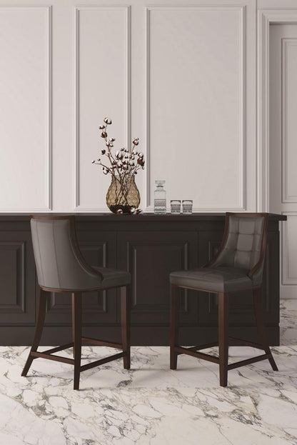 Manhattan Comfort - Fifth Avenue Faux Leather Counter Stool with Beech Wood Legs in Pebble Grey - Set of 2 - 2-CS012-PE veiw 10