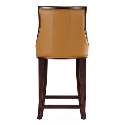 Manhattan Comfort - Fifth Avenue Faux Leather Counter Stool with Beech Wood Legs in Camel and Dark Walnut - Set of 3 - 3-CS012-CL veiw 6