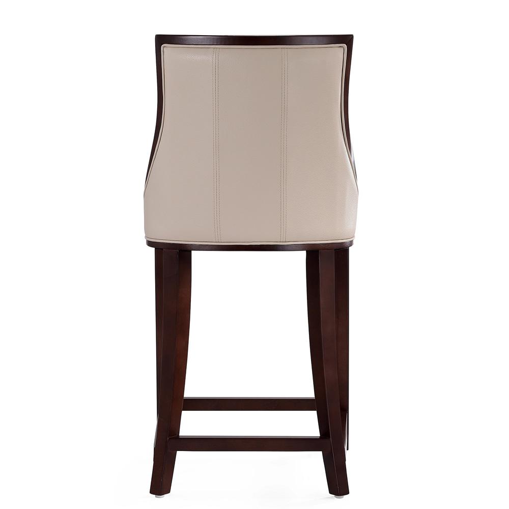 Manhattan Comfort - Fifth Avenue Faux Leather Counter Stool with Beech Wood Legs in Cream and Dark Walnut - Set of 3 - 3-CS012-CR veiw 6