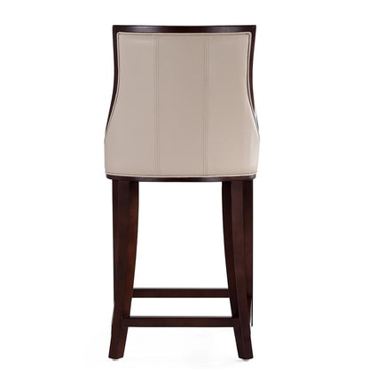 Manhattan Comfort - Fifth Avenue Faux Leather Counter Stool with Beech Wood Legs in Cream and Dark Walnut - Set of 3 - 3-CS012-CR veiw 6