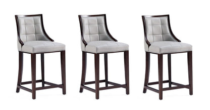 Manhattan Comfort - Fifth Avenue Faux Leather Counter Stool with Beech Wood Legs in Light Grey - Set of 3 - 3-CS012-LG veiw 1
