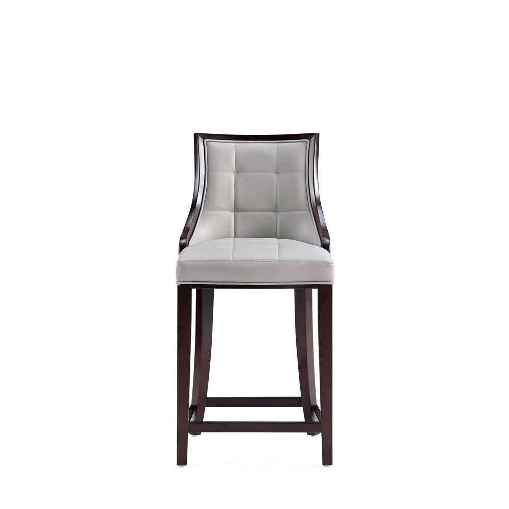 Manhattan Comfort - Fifth Avenue Faux Leather Counter Stool with Beech Wood Legs in Light Grey - Set of 3 - 3-CS012-LG veiw 2