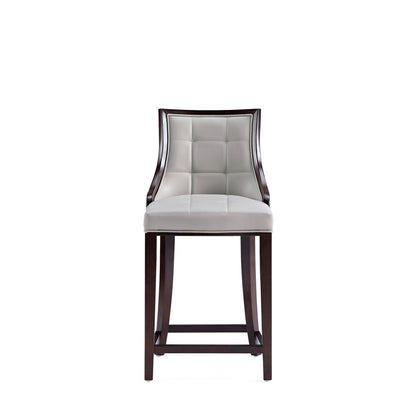 Manhattan Comfort - Fifth Avenue Faux Leather Counter Stool with Beech Wood Legs in Light Grey - Set of 3 - 3-CS012-LG veiw 2