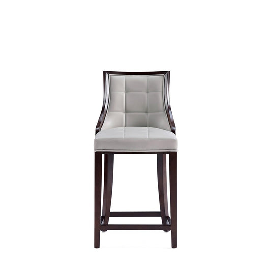 Manhattan Comfort - Fifth Avenue Faux Leather Counter Stool with Beech Wood Legs in Light Grey - Set of 3 - 3-CS012-LG veiw 2
