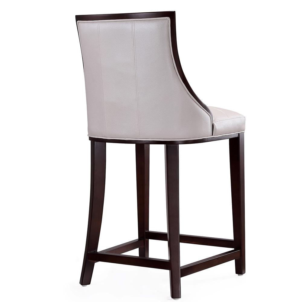 Manhattan Comfort - Fifth Avenue Faux Leather Counter Stool with Beech Wood Legs in Pearl White and Walnut - Set of 3 - 3-CS012-PW veiw 4