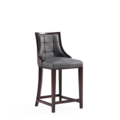 Manhattan Comfort - Fifth Avenue Faux Leather Counter Stool with Beech Wood Legs in Pebble Grey - Set of 3 - 3-CS012-PE veiw 2