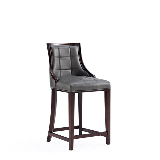 Manhattan Comfort - Fifth Avenue Faux Leather Counter Stool with Beech Wood Legs in Pebble Grey - Set of 3 - 3-CS012-PE veiw 2