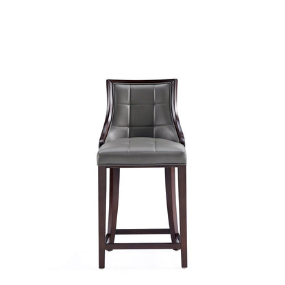 Manhattan Comfort - Fifth Avenue Faux Leather Counter Stool with Beech Wood Legs in Pebble Grey - Set of 3 - 3-CS012-PE veiw 3