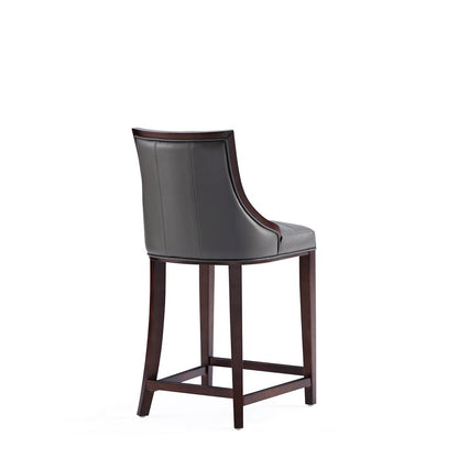 Manhattan Comfort - Fifth Avenue Faux Leather Counter Stool with Beech Wood Legs in Pebble Grey - Set of 3 - 3-CS012-PE veiw 4