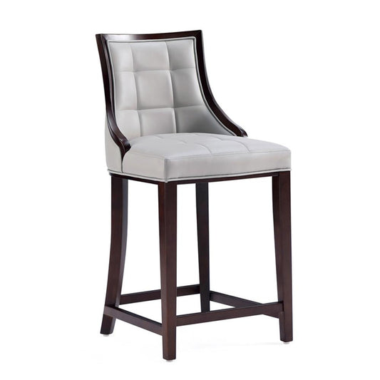 Manhattan Comfort - Fifth Avenue Faux Leather Counter Stool with Beech Wood Legs in Light Grey - CS012-LG veiw 1