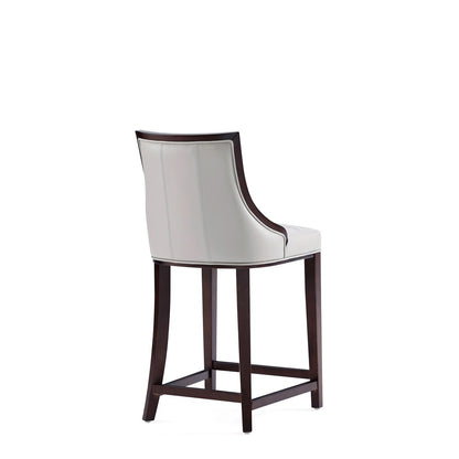 Manhattan Comfort - Fifth Avenue Faux Leather Counter Stool with Beech Wood Legs in Light Grey - CS012-LG veiw 3