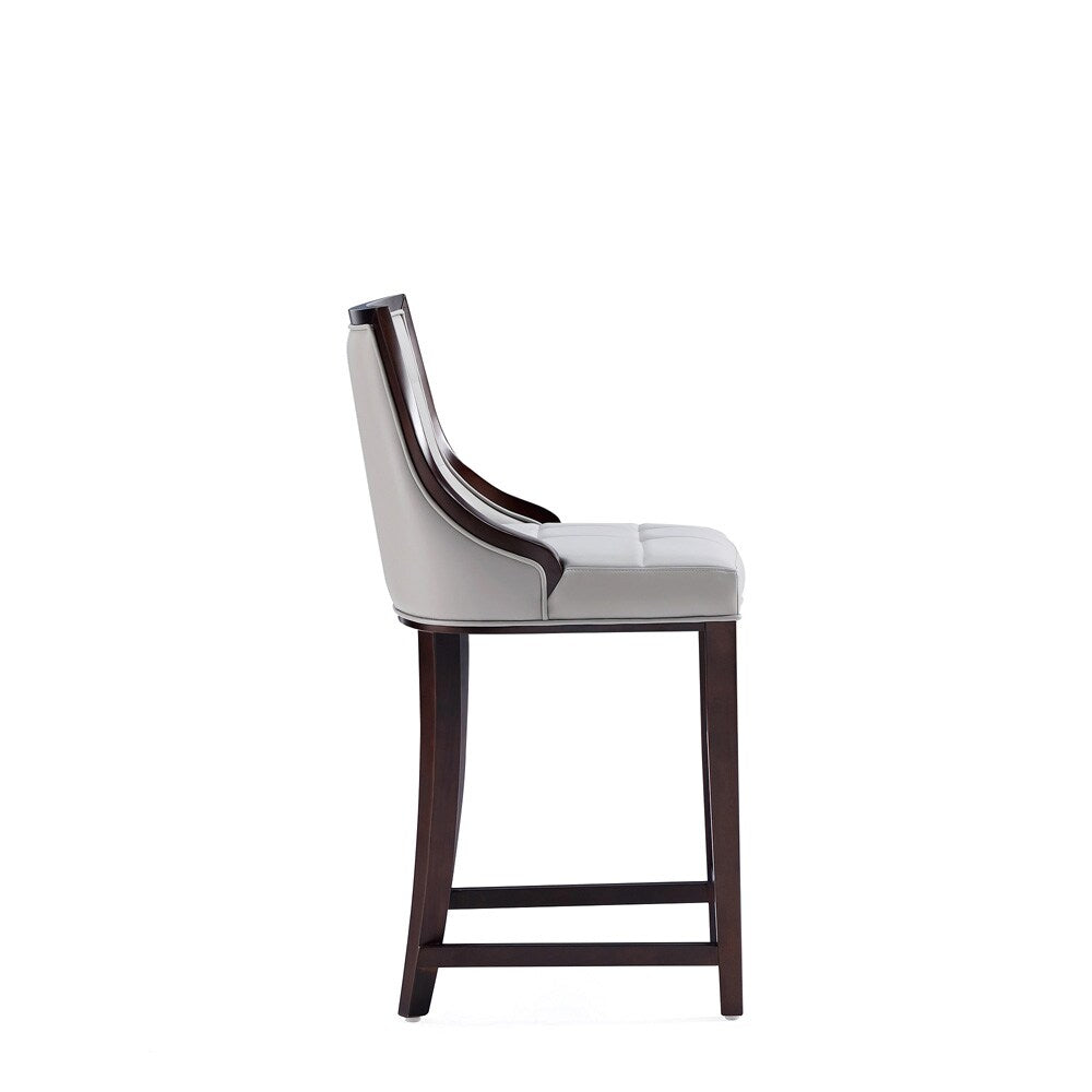 Manhattan Comfort - Fifth Avenue Faux Leather Counter Stool with Beech Wood Legs in Light Grey - CS012-LG veiw 4