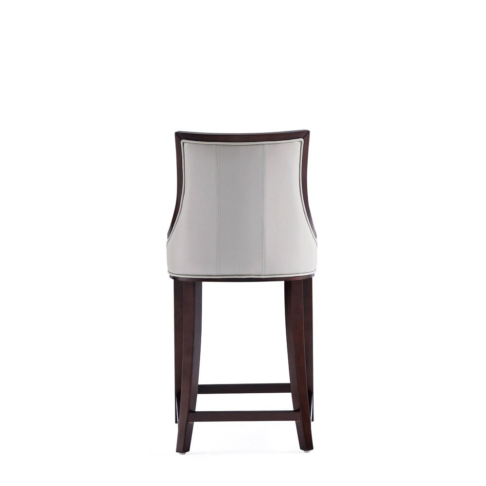 Manhattan Comfort - Fifth Avenue Faux Leather Counter Stool with Beech Wood Legs in Light Grey - CS012-LG veiw 5