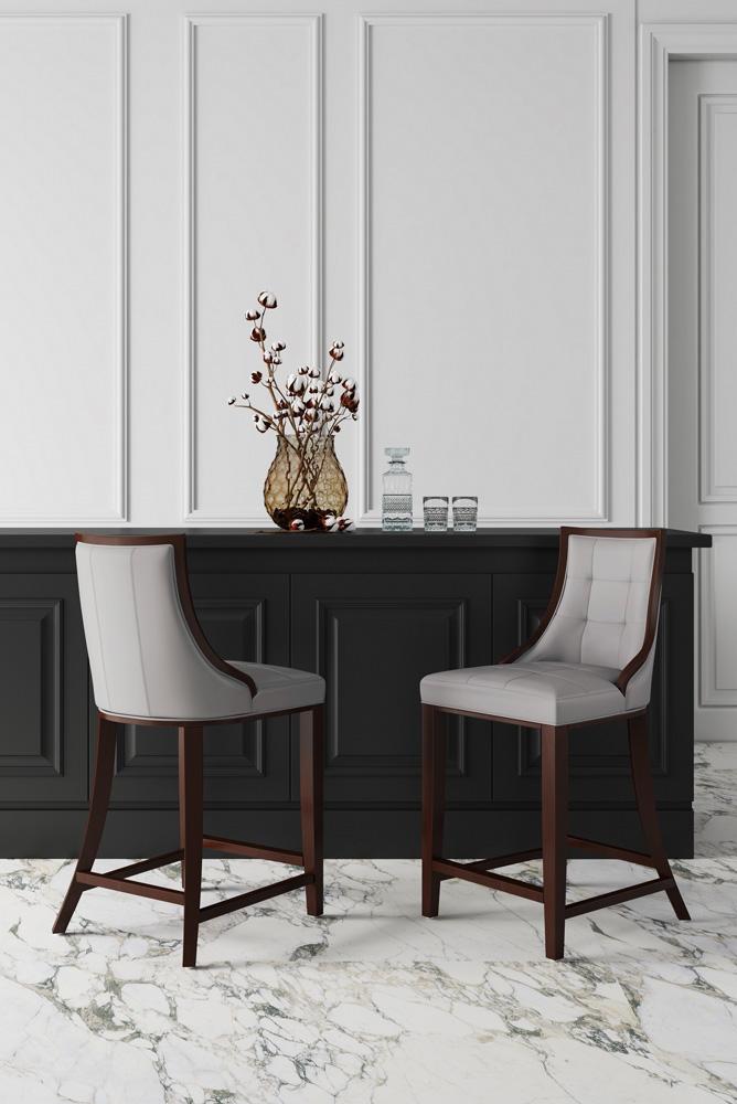 Manhattan Comfort - Fifth Avenue Faux Leather Counter Stool with Beech Wood Legs in Light Grey - CS012-LG veiw 9