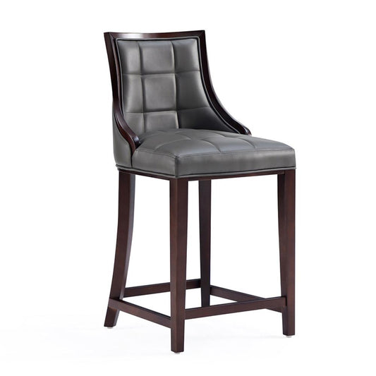 Manhattan Comfort - Fifth Avenue Faux Leather Counter Stool with Beech Wood Legs in Pebble Grey - CS012-PE veiw 1