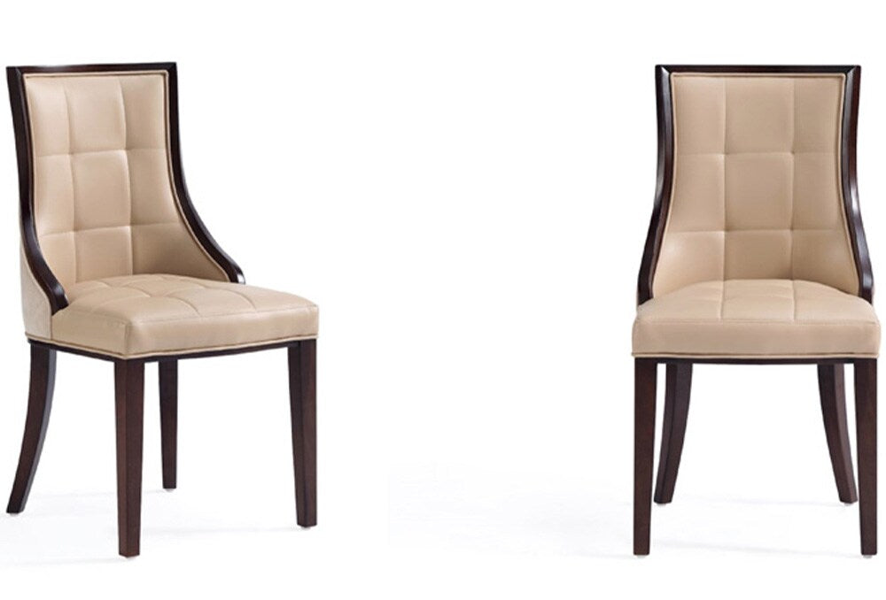 Manhattan Comfort - Fifth Avenue Faux Leather and Velvet Dining Chair with Beech Wood Legs in Tan - Set of 2 - DC008-TN veiw 1