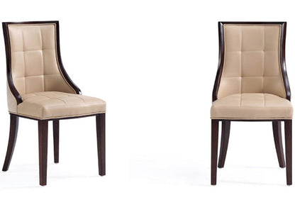 Manhattan Comfort - Fifth Avenue Faux Leather and Velvet Dining Chair with Beech Wood Legs in Tan - Set of 2 - DC008-TN veiw 1