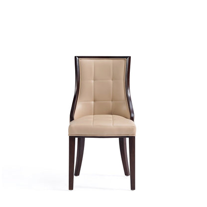 Manhattan Comfort - Fifth Avenue Faux Leather and Velvet Dining Chair with Beech Wood Legs in Tan - Set of 2 - DC008-TN veiw 2
