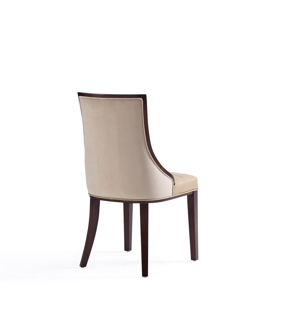 Manhattan Comfort - Fifth Avenue Faux Leather and Velvet Dining Chair with Beech Wood Legs in Tan - Set of 2 - DC008-TN veiw 4