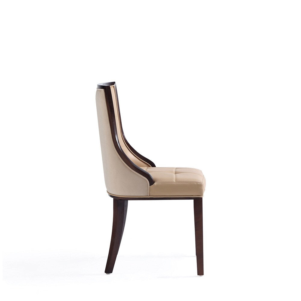 Manhattan Comfort - Fifth Avenue Faux Leather and Velvet Dining Chair with Beech Wood Legs in Tan - Set of 2 - DC008-TN veiw 5