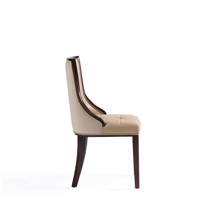 Manhattan Comfort - Fifth Avenue Faux Leather and Velvet Dining Chair with Beech Wood Legs in Tan - Set of 2 - DC008-TN veiw 5