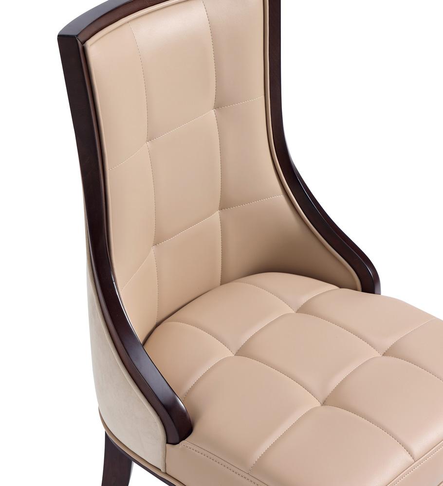 Manhattan Comfort - Fifth Avenue Faux Leather and Velvet Dining Chair with Beech Wood Legs in Tan - Set of 2 - DC008-TN veiw 9