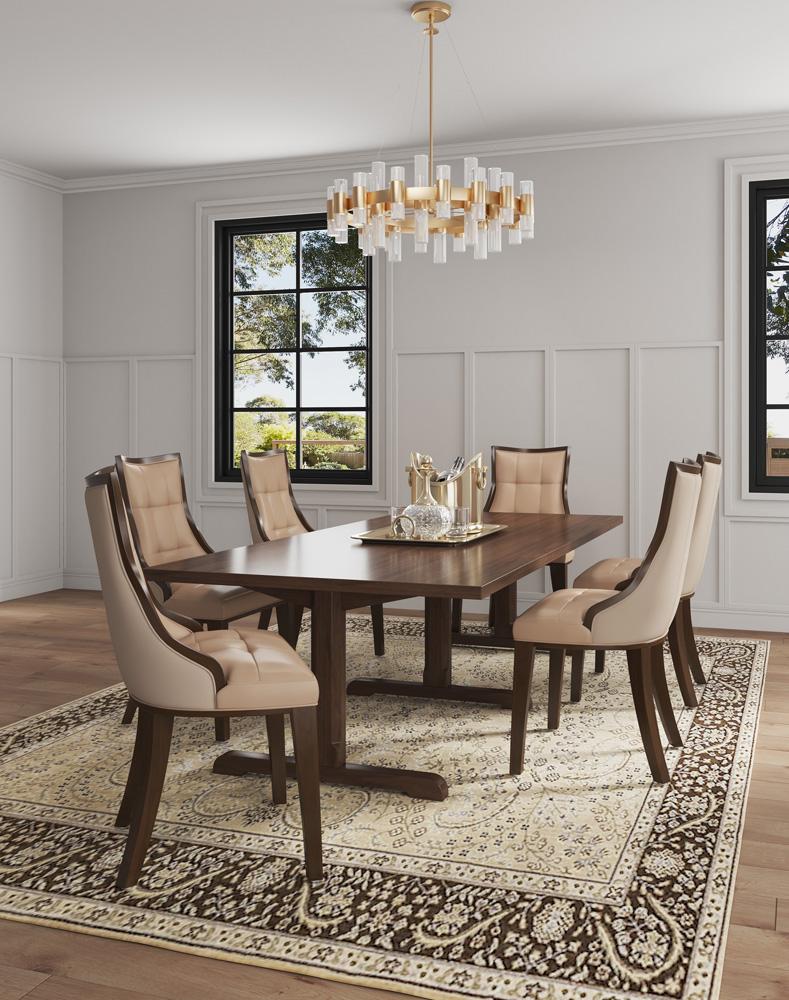 Manhattan Comfort - Fifth Avenue Faux Leather and Velvet Dining Chair with Beech Wood Legs in Tan - Set of 2 - DC008-TN veiw 10