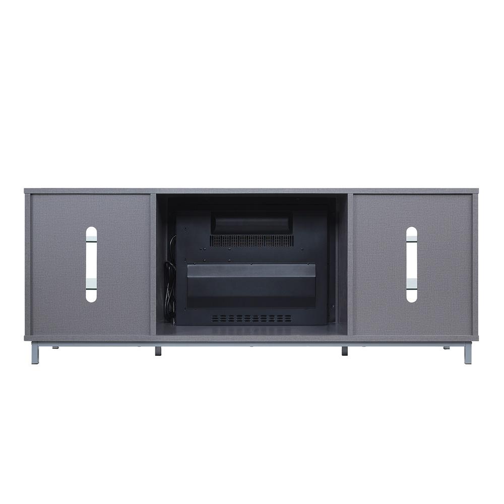 Manhattan Comfort - Fireplace and Brighton Fireplace with 8 Fixed Shelves in BlackGrey - FP4-GY veiw 3