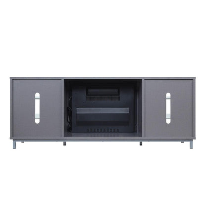 Manhattan Comfort - Fireplace and Brighton Fireplace with 8 Fixed Shelves in BlackGrey - FP4-GY veiw 3