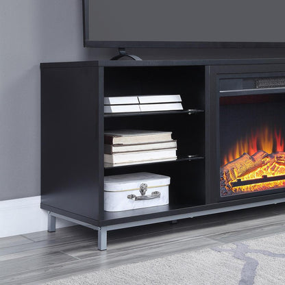 Manhattan Comfort - Fireplace and Brighton Fireplace with 8 Fixed Shelves in BlackOnyx - FP4-BL veiw 9
