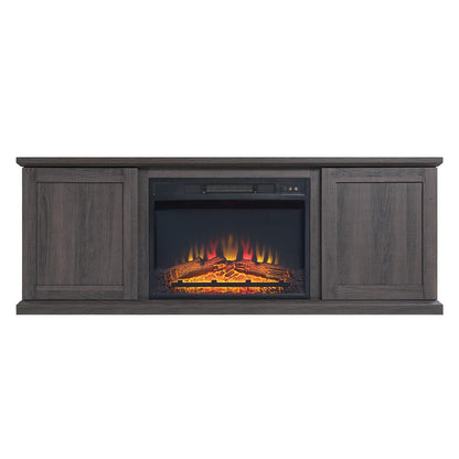 Manhattan Comfort - Fireplace and Franklin Fireplace with 6 Fixed Shelves in BlackBrown - FP3-BR veiw 1