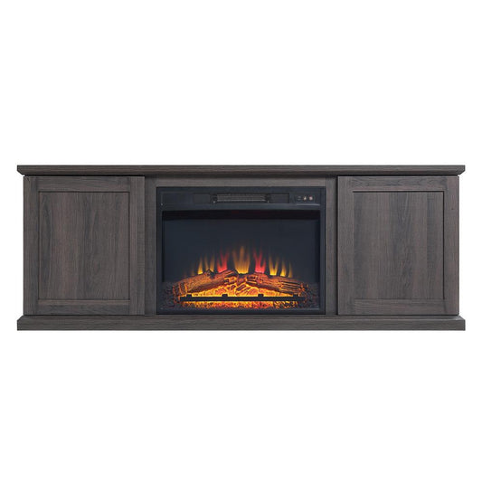Manhattan Comfort - Fireplace and Franklin Fireplace with 6 Fixed Shelves in BlackBrown - FP3-BR veiw 1