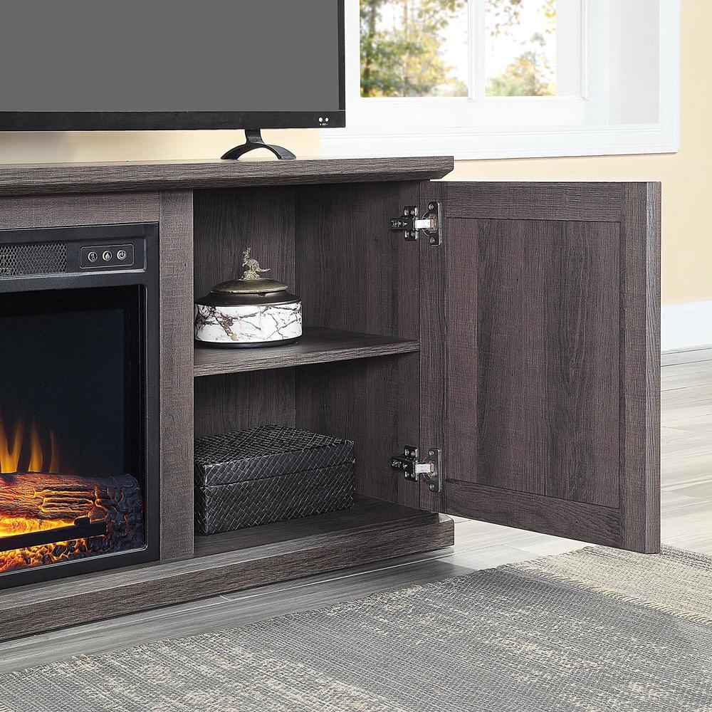 Manhattan Comfort - Fireplace and Franklin Fireplace with 6 Fixed Shelves in BlackBrown - FP3-BR veiw 9